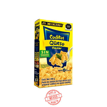 Coditos con Queso Cheddar Moderna 200g