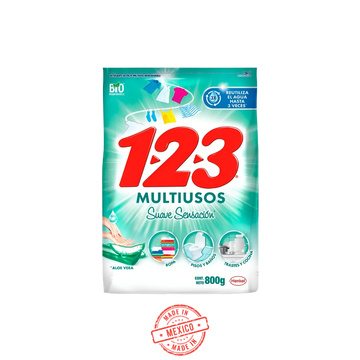 Detergente en Polvo Aloe Vera 1-2-3 800g