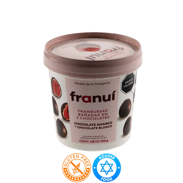 Frambuesas Cubiertas de Chocolate Oscuro y Blanco Franuí 150g