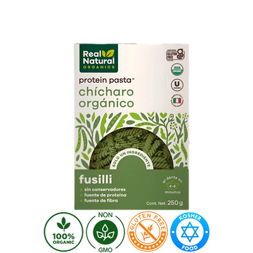 Pasta Fusilli Orgánica Chícharo Verde Real Natural Organics 250g