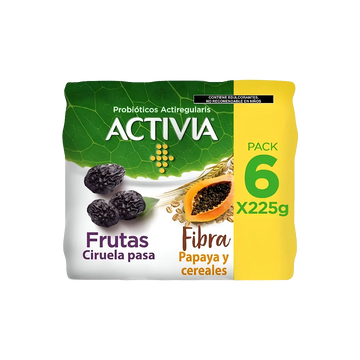 Alimento Lácteo Sabor Ciruela Pasa Papaya Y Cereales Activia 6 Pz