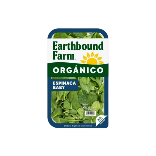 Espinaca Baby Earthbound Orgánica Charola 454g
