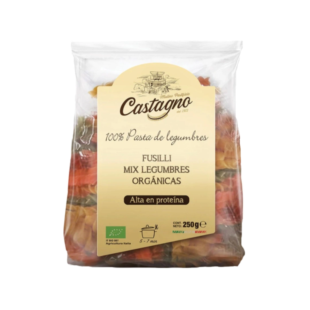 Pasta Fusilli Orgánica de Legumbres Castagno 250g