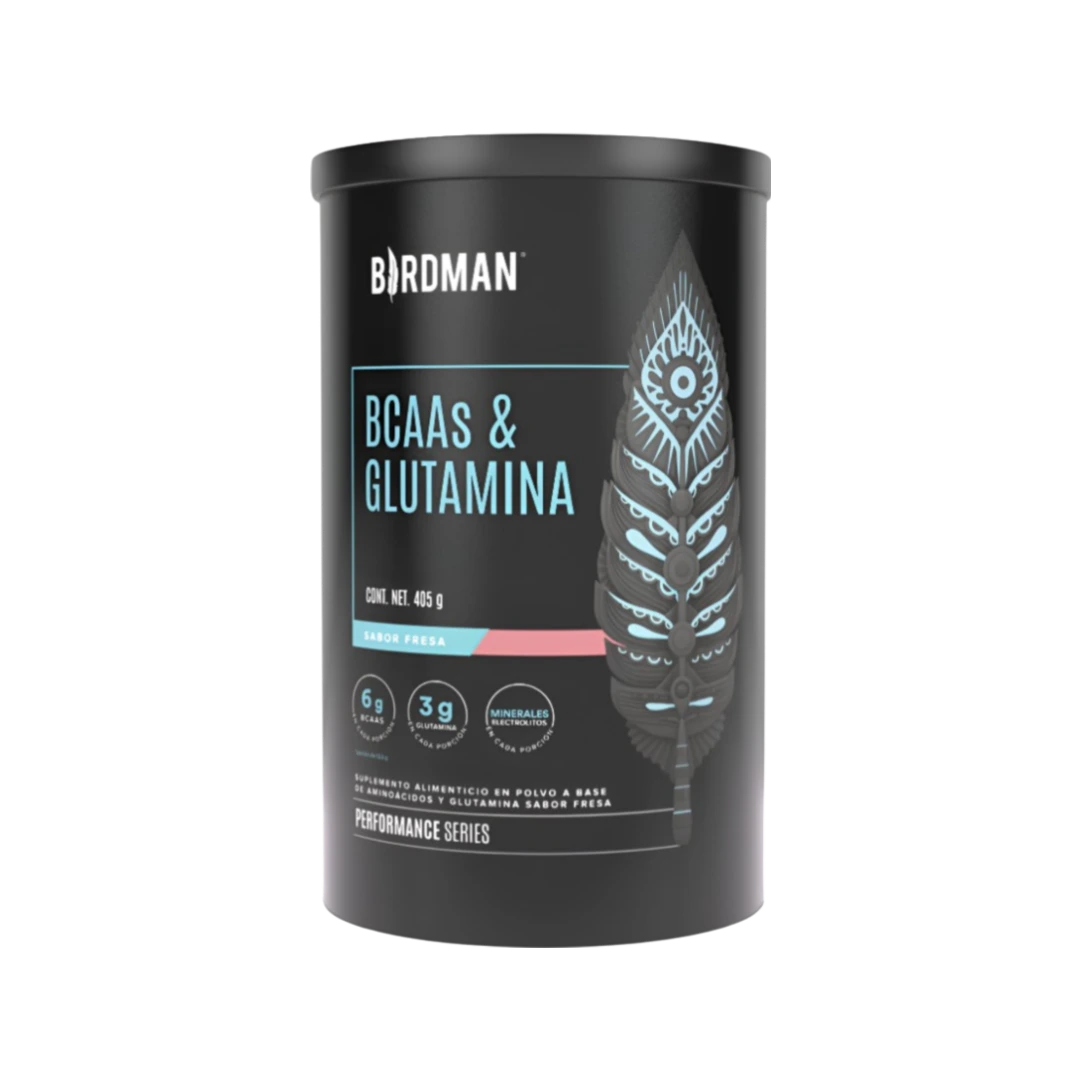 BCAAS y Glutamina Fresa Birdman 405g