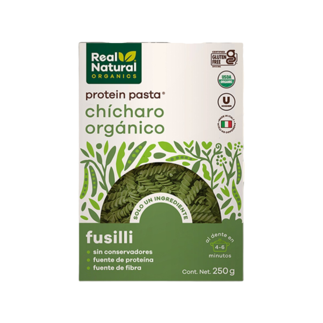 Pasta Fusilli Orgánica Chícharo Verde Real Natural Organics 250g