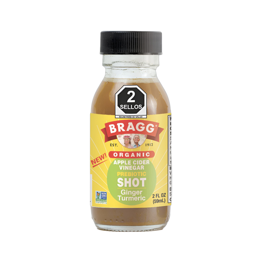 Shot Orgánico de Vinagre de Manzana con Jengibre y Cúrcuma Bragg 59ml