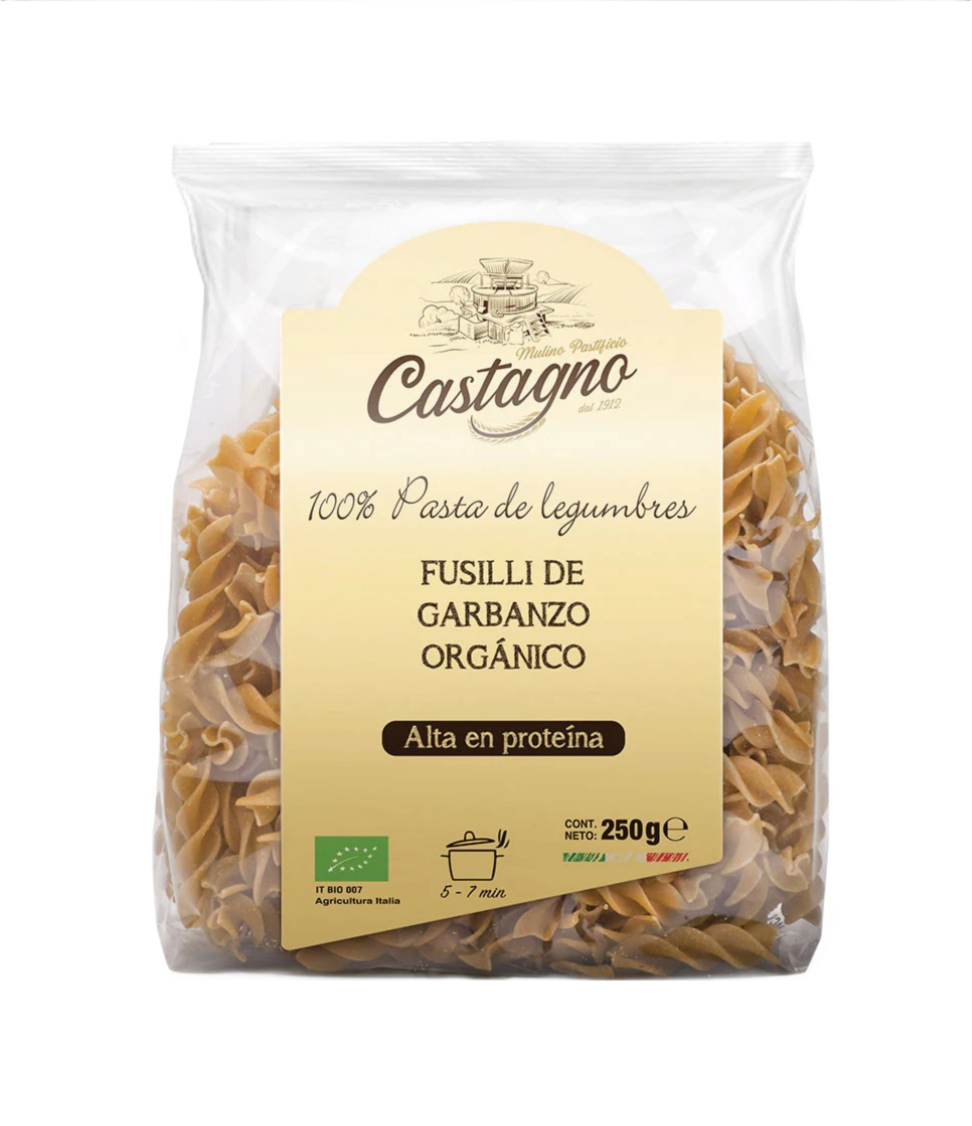 Pasta De Garbanzo Fusilli Orgánico Castagno 250g