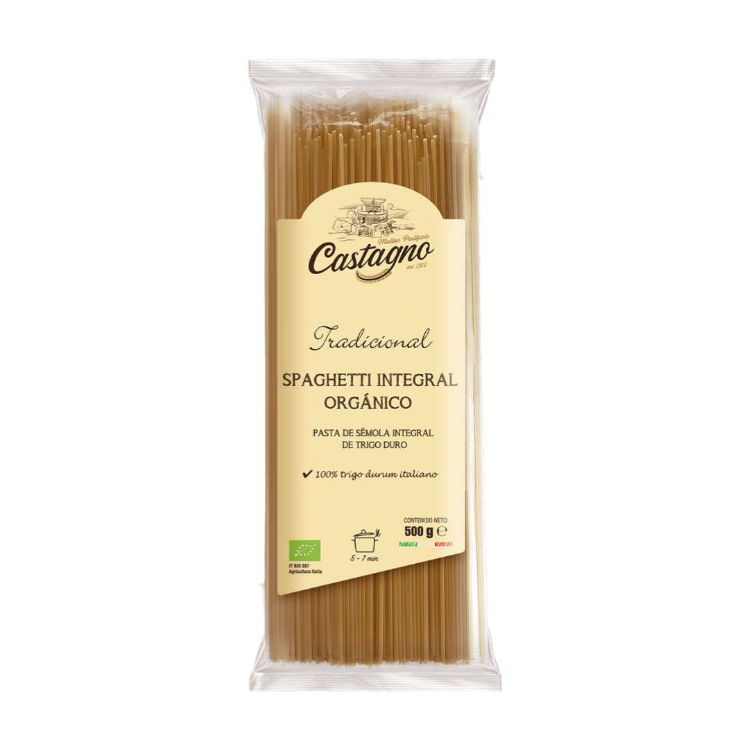 Pasta De Trigo Duro Spaghetti Integral Orgánico Castagno 500g