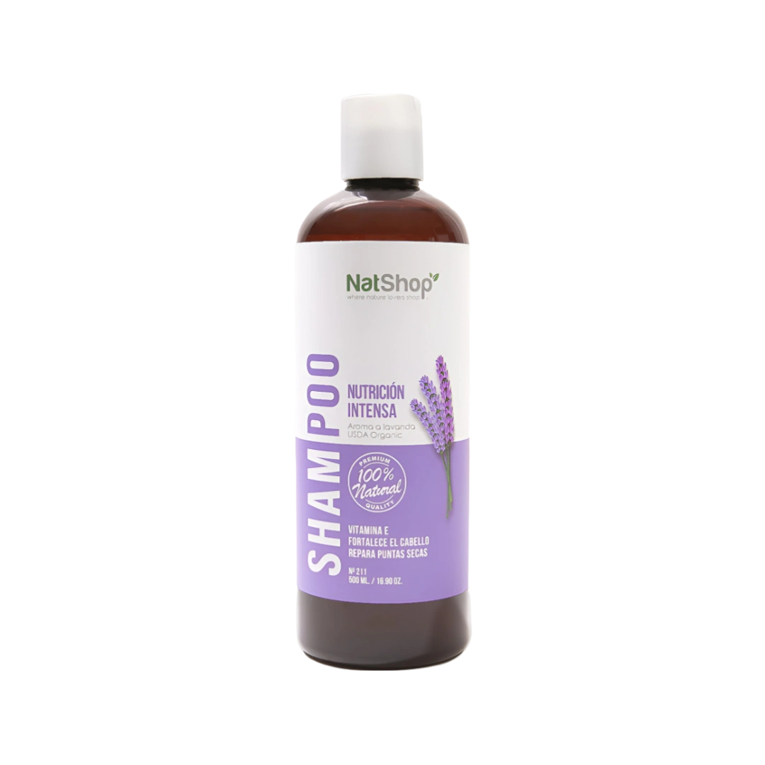 Shampoo natural Lavanda orgánica y vitamina E NatShop 500ml