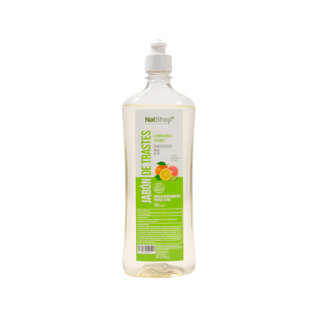 Jabón para Trastes Concentrado Cítricos Orgánicos NatShop 750ml