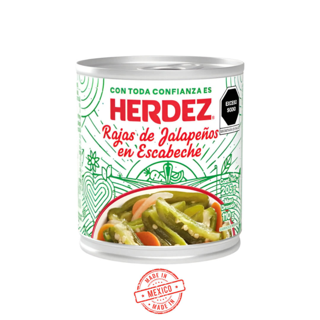 Jalapeños en Rajas en Escabache Herdez 205g