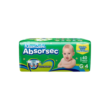 Pañal para Bebe Absorsec Jumbo Kleen Bebé 40pzas