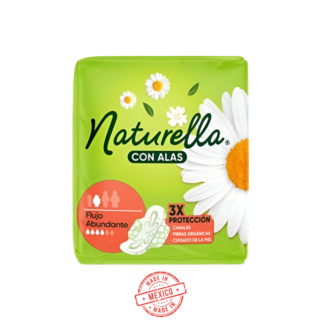 Toalla Femenina con Alas Flujo Abundante Naturella c/8 pzas