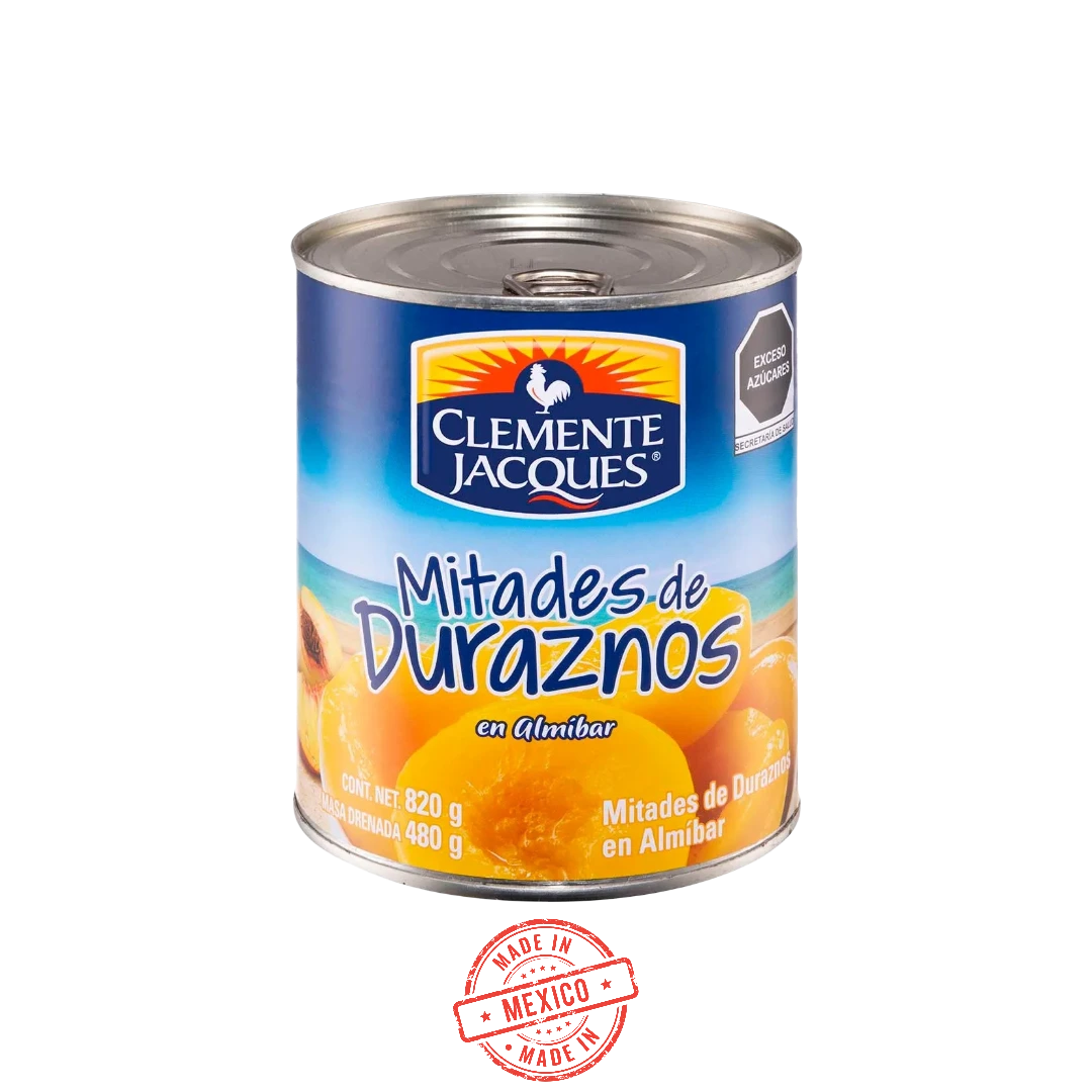 Mitades de Duraznos en Almibar Clemente Jacques 820g
