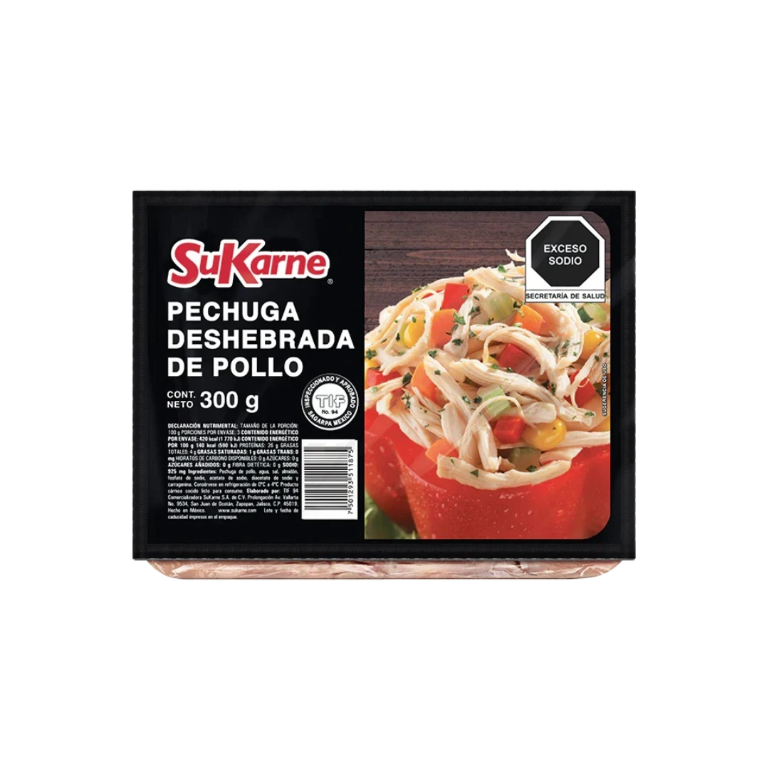 Pechuga Deshebrada de Pollo SuKarne 300g