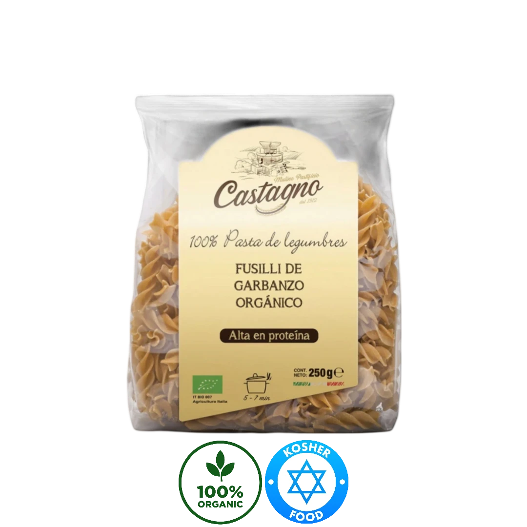Pasta De Garbanzo Fusilli Orgánico Castagno 250g