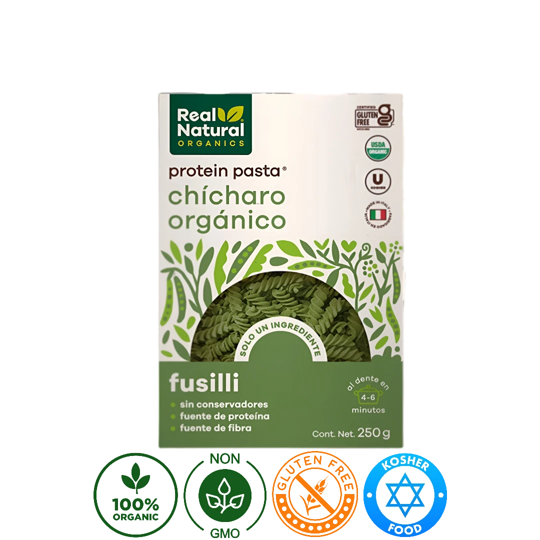 Pasta Fusilli Orgánica Chícharo Verde Real Natural Organics 250g