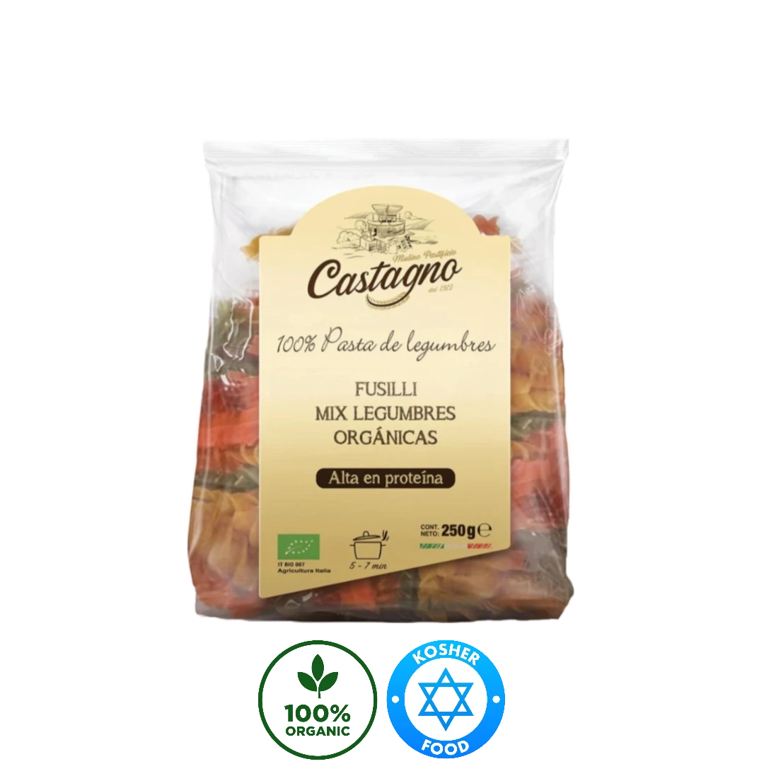 Pasta Fusilli Orgánica de Legumbres Castagno 250g