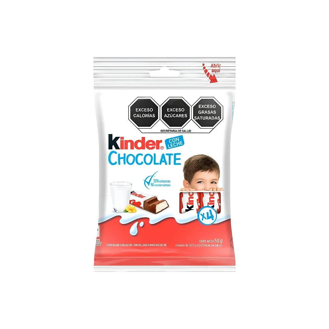 Chocolate con Relleno a Base de Leche  Kinder 4 pz de 12.5g