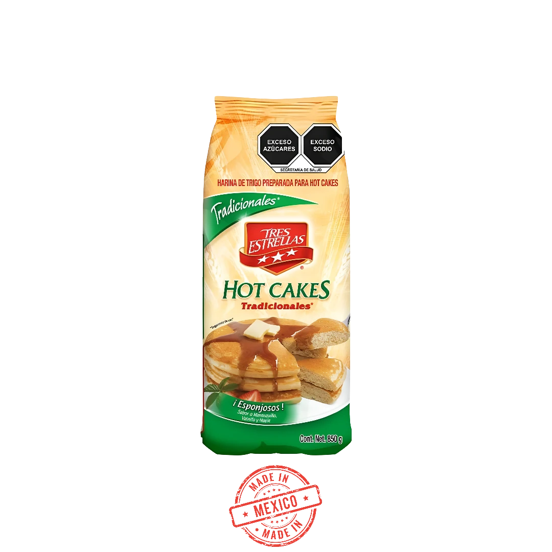 Harina para Hot Cakes Tradicionales Tres Estrellas 850g