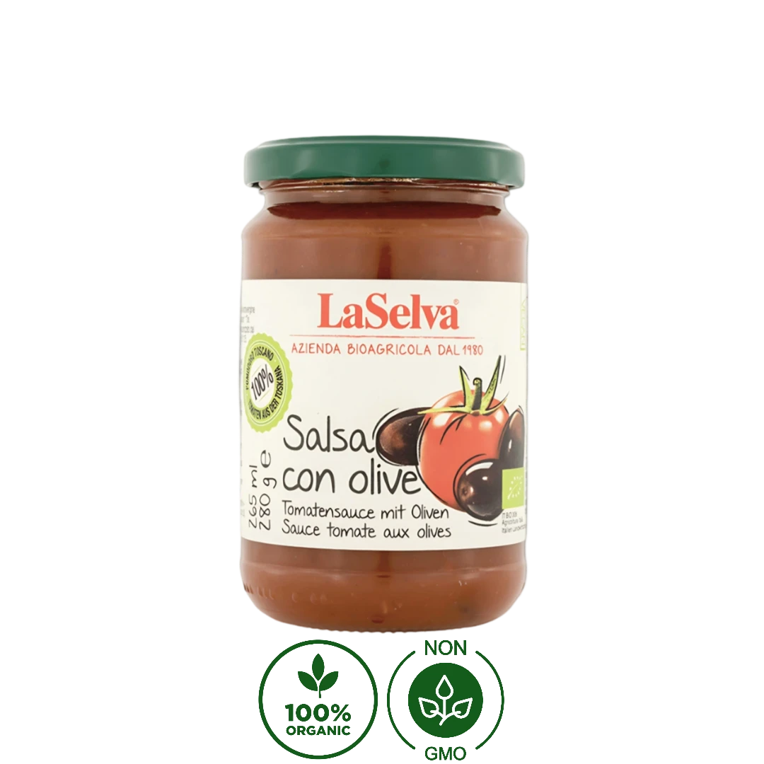 Salsa de Tomate Con Aceitunas Orgánica LaSelva 280g