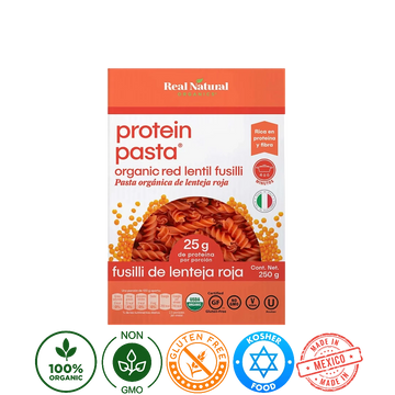 Pasta Fusilli Orgánico Lenteja Roja Real Natural Organics 250g