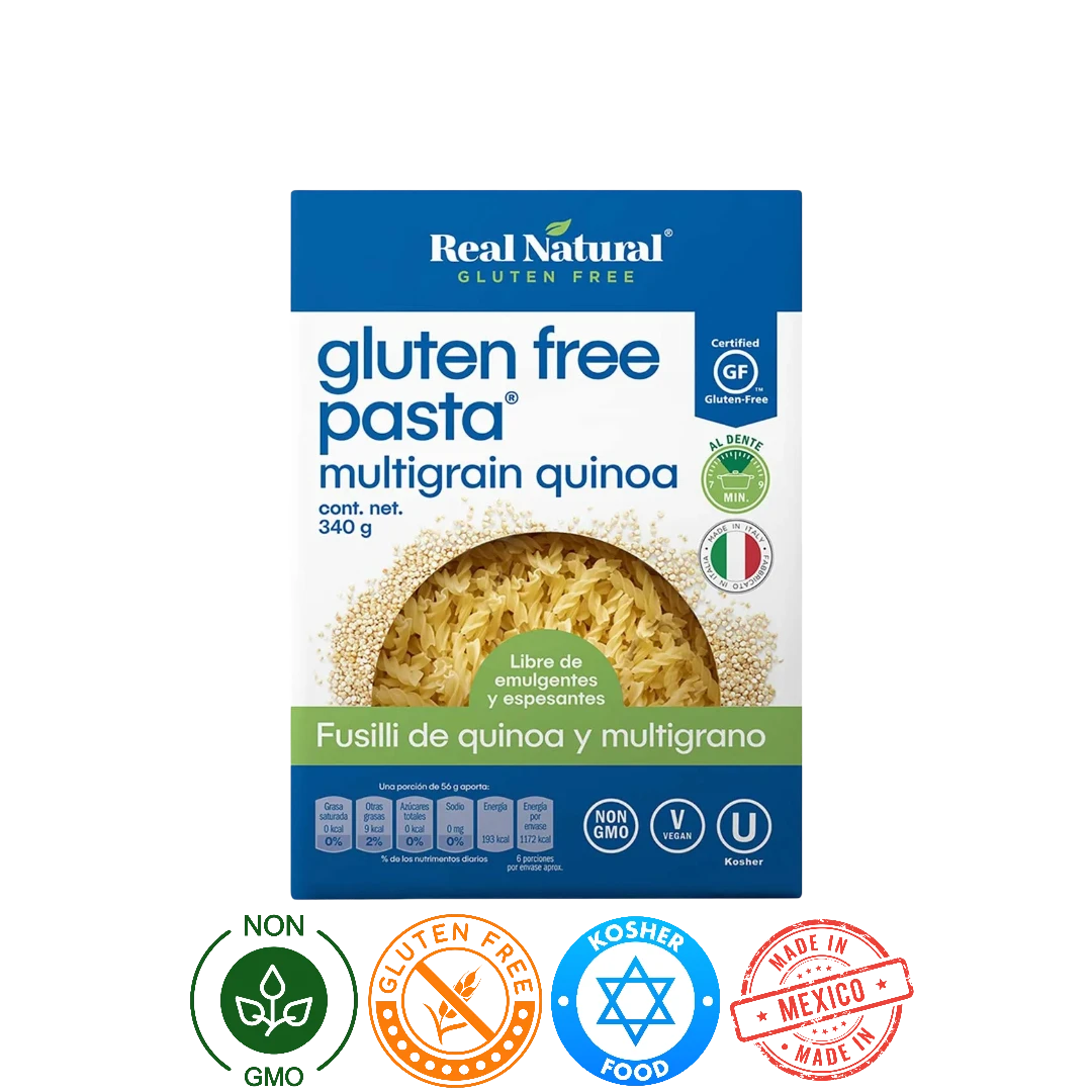 Pasta Orgánica Gluten Free Fusilli Quinoa y Multigrano Real Natural Organics 340g