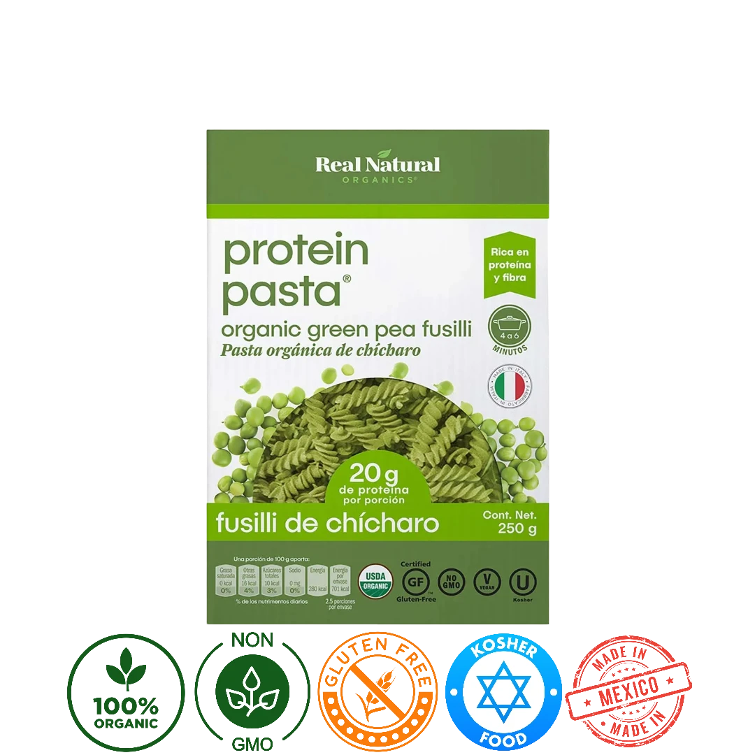 Pasta Fusilli Orgánica Chícharo Verde Real Natural Organics 250g