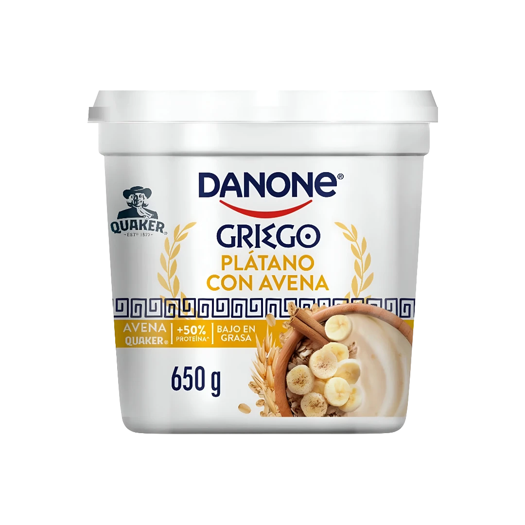 Yogurt Griego Plátano y Avena Danone Quaker 650g