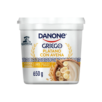 Yogurt Griego Plátano y Avena Danone Quaker 650g