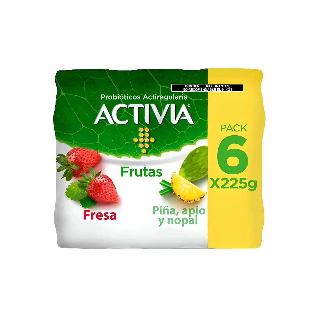 Alimento Lácteo Sabor Fresa Piña Apio Nopal Activia 6 Pz
