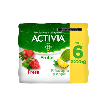 Alimento Lácteo Sabor Fresa Piña Apio Nopal Activia 6 Pz