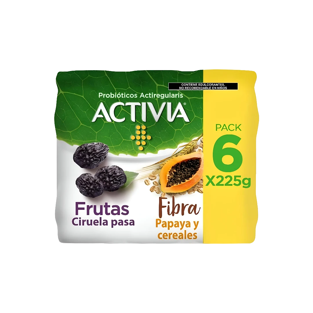 Alimento Lácteo Sabor Ciruela Pasa Papaya Y Cereales Activia 6 Pz