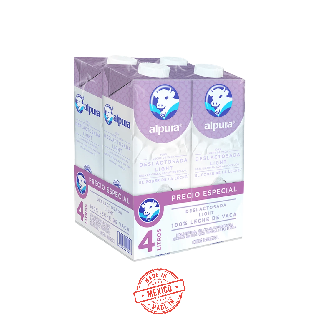 Leche Deslactosada Light Alpura 4 Pack 4L